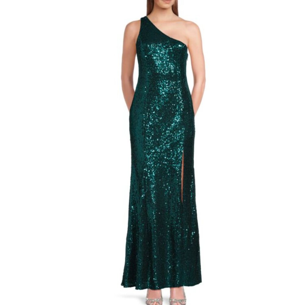 Lulus Women's Capture The Glam Emerald Sequin Mermaid Maxi Dress